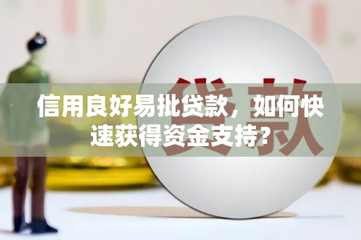 巨野信用良好易批贷款，如何快速获得资金支持？