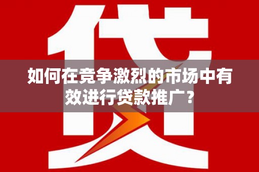 扶绥如何在竞争激烈的市场中有效进行贷款推广？