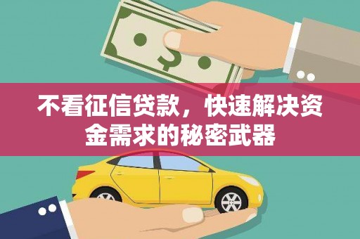 板桥不看征信贷款，快速解决资金需求的秘密武器