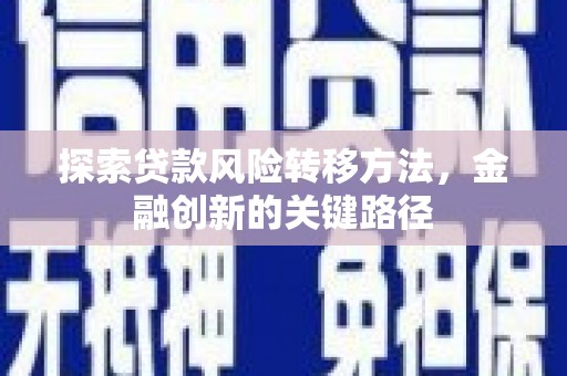 叶城探索贷款风险转移方法，金融创新的关键路径