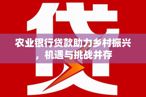 海北农业银行贷款助力乡村振兴，机遇与挑战并存