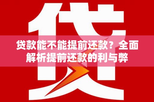 定陶贷款能不能提前还款？全面解析提前还款的利与弊
